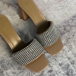 H&M Tan and Silver Embellished Heels